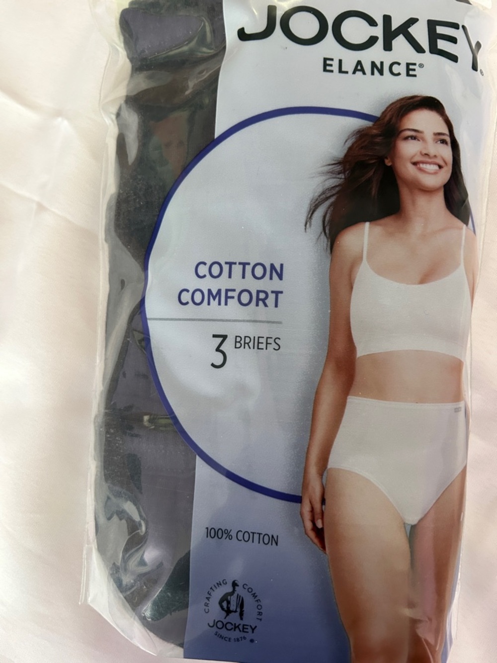 Jockey Elance Black Cotton Briefs Pack of 3 x/Size10 - Picture 3 of 3